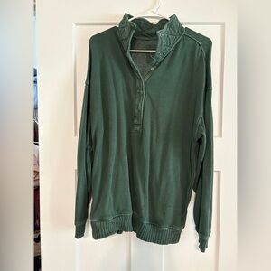 aerie Men's Dark Green Quarter-Zip Sweater